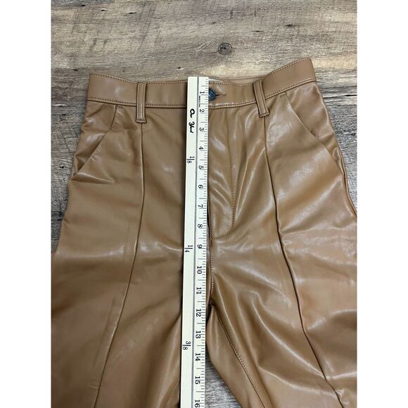 Abercrombie & Fitch Ultra High-Rise Faux Leather Pants Split Ankle Brown 26 NWT - Picture 8 of 12